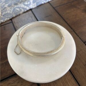 Classic Duo Tone (Silver/Gold)Mesh Hinge Bangle Bracelet